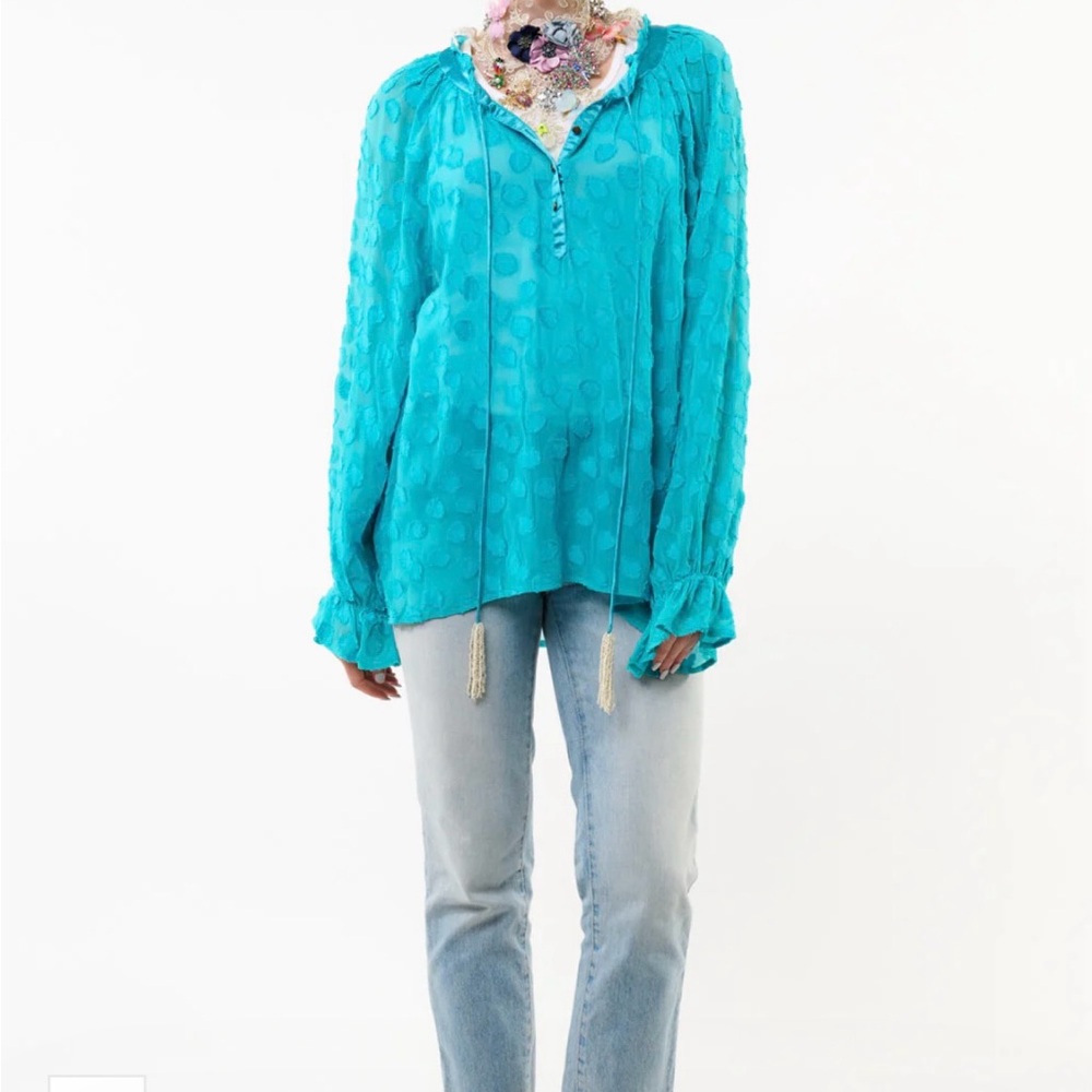 Aratta Turquoise Blouse with Textured Design size S